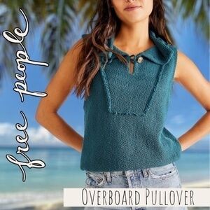 FREE PEOPLE NWT Overboard Oversize-Collar Sleeveless Textured Cotton Top/LG